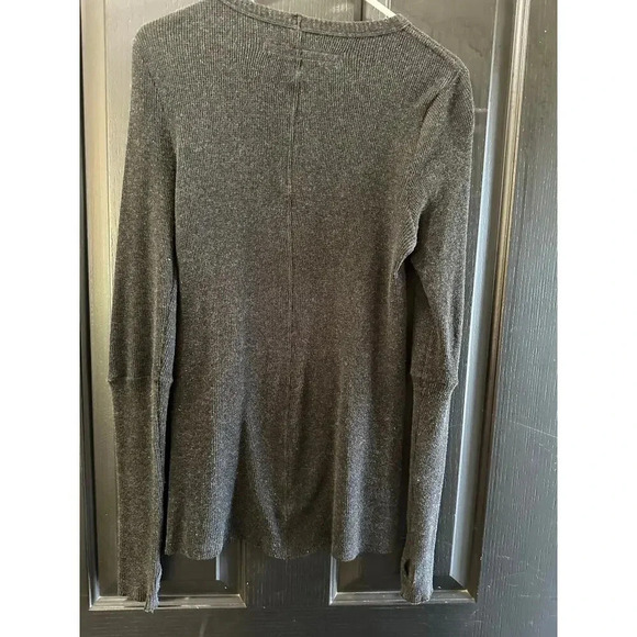 Enza Costa charcoal Crew Neck Knit Pullover Sweater Size Large cashmere - Picture 3 of 5